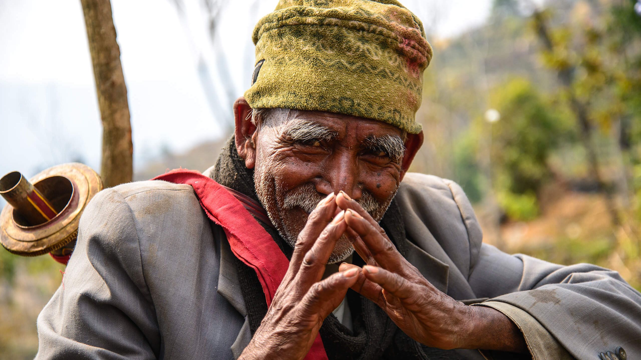 Image: A Nepali who gives thanks with his hands